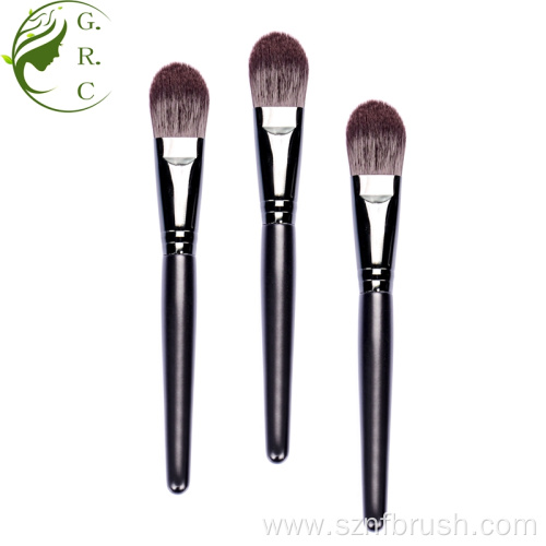 Black Wooden Handle Professional Foundation Makeup Brush